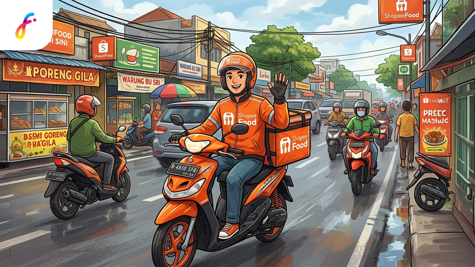 Kurir sedang mengantar makanan