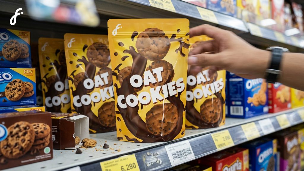 Kemasan ziplock Flexypack berisi cookies