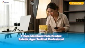 Gambar pengusaha sedang ingin foto produknya yang terkemas dengan standing pouch flexypack