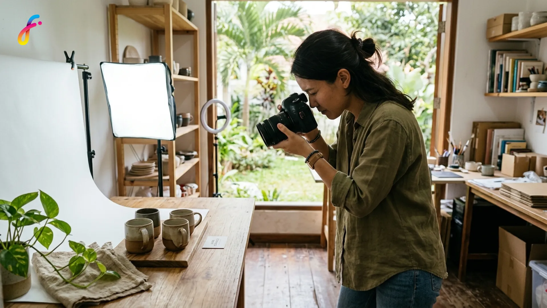 Gambar penjual yang sedang memfoto produknya