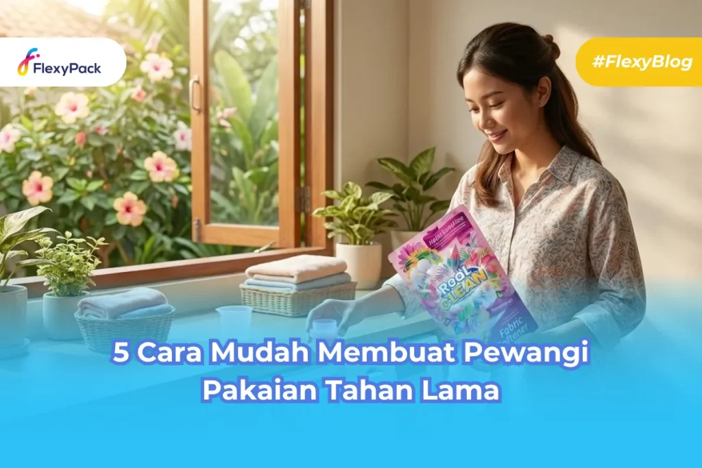 Gambar wanita sedang menakar pewangi pakaian dengan tutup botol