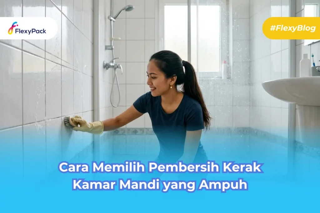 Gambar wanita sedang membersihkan tembok kamar mandi